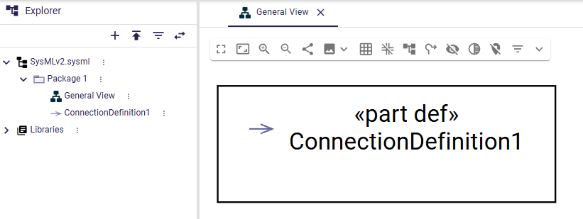 SysML v2 connection definition in SysON