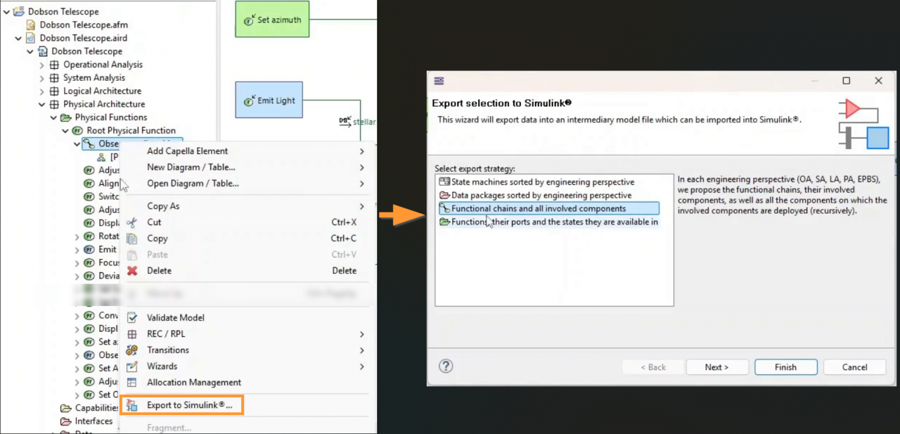 Export from capella to Simulink