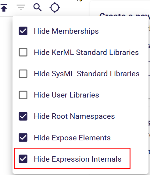 Hide SysML v2 Expression Internals